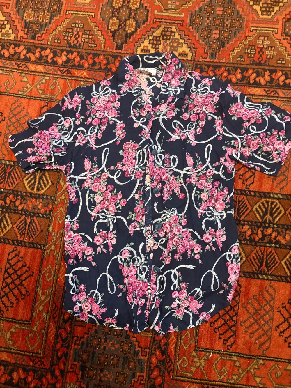 Vintage FR Sport Floral and Bow Blouse